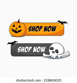 Happy Halloween Scary Funny Night Web Buttons Vector