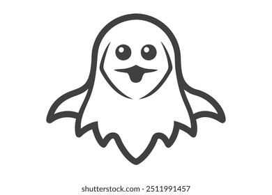Happy Halloween Scary Ghost line art vector icon isolated on white background