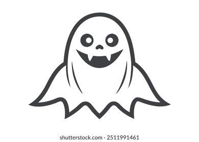 Happy Halloween Scary Ghost line art vector icon isolated on white background