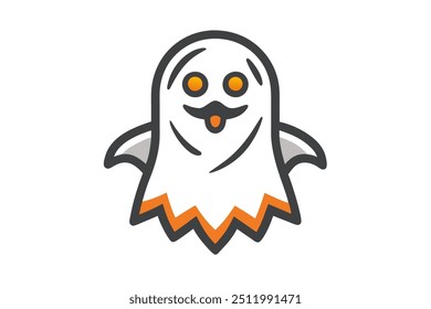 Happy Halloween Scary Ghost line art vector icon isolated on white background