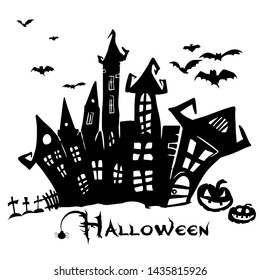 Happy Halloween. Scary horror castle. Vector illustration