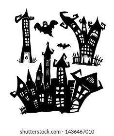 Happy Halloween. Scary horror castle. Vector illustration