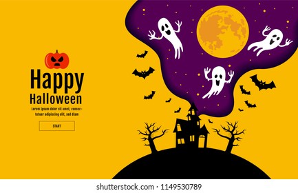 Happy Halloween , scary night backgrounds , vector illustration.