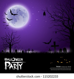 Happy Halloween scary purple background  vector illustration