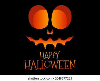 Happy Halloween scary pumpkin face. Halloween Jack O Lantern. Glowing lantern with a pumpkin face. Design a template for invitations, leaflets and greeting cards. Vector illustration