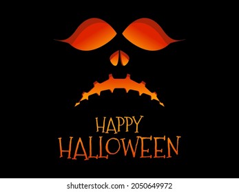 Happy Halloween scary pumpkin face. Halloween Jack O Lantern. Glowing lantern with a pumpkin face. Design a template for invitations, leaflets and greeting cards. Vector illustration