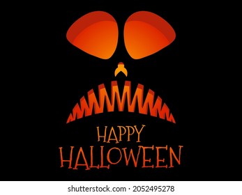 Happy Halloween scary pumpkin face. Halloween Jack O Lantern. Glowing lantern with a pumpkin face. Design a template for invitations, leaflets and greeting cards. Vector illustration
