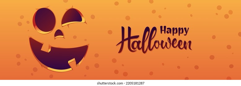 Happy Halloween scary pumpkin face. Halloween Jack O Lantern.Template for banner, flyers and postcards. cartoon vector illustration