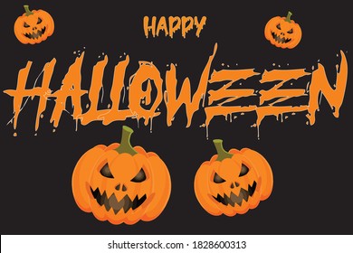 Happy Halloween with Scary Pumpkin Vector