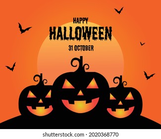 Happy Halloween Scary Pumpkin Vector