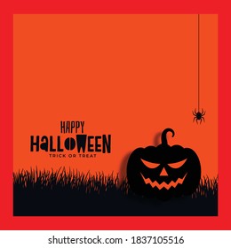 Happy halloween with scary pumpkins on spooky card