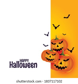 Happy halloween with scary pumpkins on spooky card