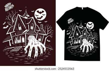 Happy halloween scary tshirt design