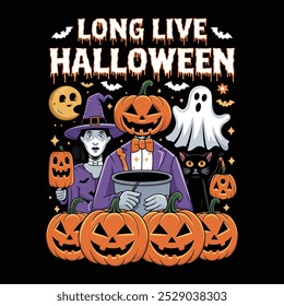 Happy Halloween Scary T-Shirt Design vector template. Happy Halloween t-shirt design template easy to print all-purpose for men, women, and children