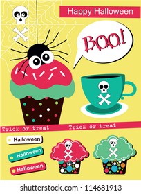 happy halloween scrapbook collection. vector illustration