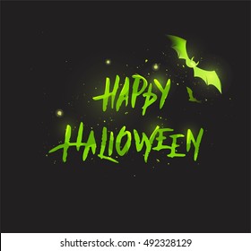 Happy halloween script. Happy Halloween Calligraphy Isolated On Black. Vector illustration