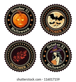 Happy Halloween seals / badges, vector