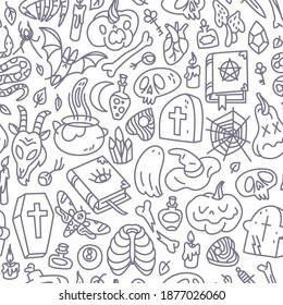 Happy Halloween seamless pattern, abstract background for wrapping and tissue paper, banners and posters