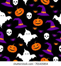 Happy halloween seamless pattern background. Abstract halloween pattern for design card, party invitation, poster, album, menu, t shirt, bag print etc.