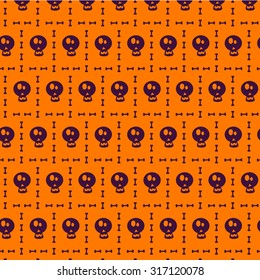 Happy Halloween seamless pattern backgrounds with skull and bone