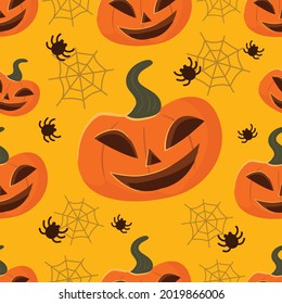 happy halloween seamless pattern cartoon style 