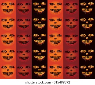 Happy Halloween seamless pattern. Creepy Smile Trick or Treat wrapping paper. Digital background vector Halloween Evil Face card.