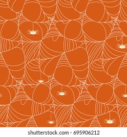 happy halloween seamless pattern , endless texture, spider and web can be use for  banner, poster, greeting card, party invitation.  vector illustration