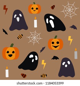 Happy Halloween seamless pattern hand drawn style.Vector illustration design.