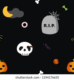 Happy Halloween seamless pattern hand drawn style.Vector illustration design.