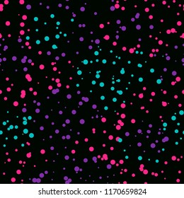 Happy Halloween Seamless pattern. Modern Bright design. Abstract star dot hand drawing. Vector illustration is isolated on a black background.