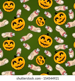 Happy Halloween seamless pattern on transparent background