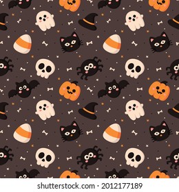 happy halloween seamless pattern gray background  vector illustration 
