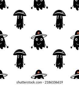 happy halloween seamless pattern on white background. vector illustration. ghosts pattern