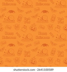 Happy Halloween seamless pattern  orange dark background