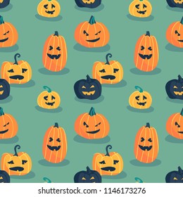 Happy Halloween. Seamless pattern with pumpkins. Vector illustration.