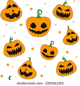 Happy Halloween. Seamless pattern with pumpkins. Consisting of collection pumpkin, accessory at Halloween. Rare pattern Halloween from seamless pumpkin.