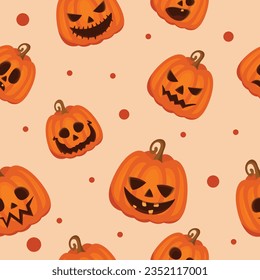 Happy Halloween. Seamless pattern with pumpkins.