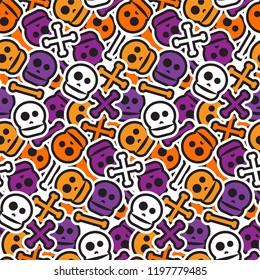 Happy Halloween Seamless Pattern. Scary and horror background. 31th October ornament for kid and youth stuff. Vector