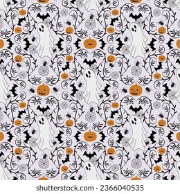 Happy Halloween seamless vector pattern.