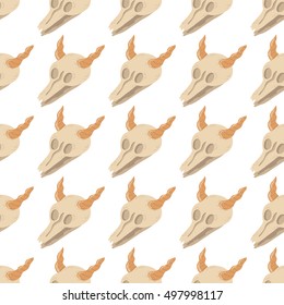 Happy Halloween seamless vector pattern with hand drawn spooky objects.