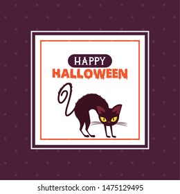 Happy halloween season card poster with funny cartoons dotted background ,vector illustration graphic design.