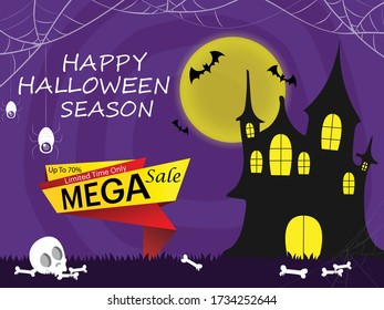 Happy Halloween Season, Mega sale limited time only - vector illustration