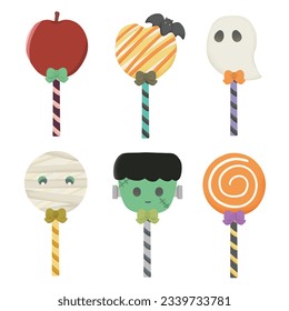 Happy Halloween. Set with caddies, Vector illustration for Holiday poster, greeting card, party invite