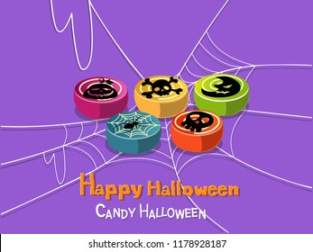 Happy Halloween. Set Candy halloween faces icon. Gift and decorative element on holiday. Vector cartoon Illustration