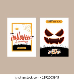 Happy Halloween set card collection. Vector Illustration of a Halloween Background