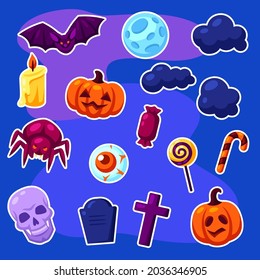 Happy Halloween set of celebration items. Illustration for party.