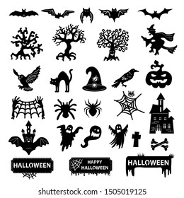 Happy Halloween. A set of character silhouettes for the holiday of Halloween. Vector illustration