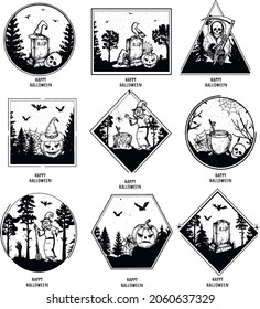 Happy Halloween. set for Halloween in different frames. vector. eps	