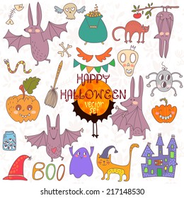 Happy Halloween  set of Doodles cute Halloween Elements