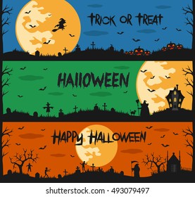 Happy halloween set of flat designed elements. Vector Illustration